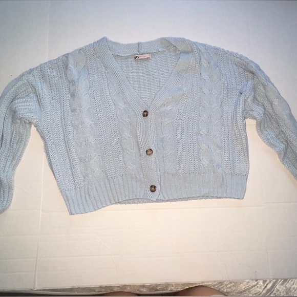 Blue knit cropped oversized sweater L - Picture 3 of 7